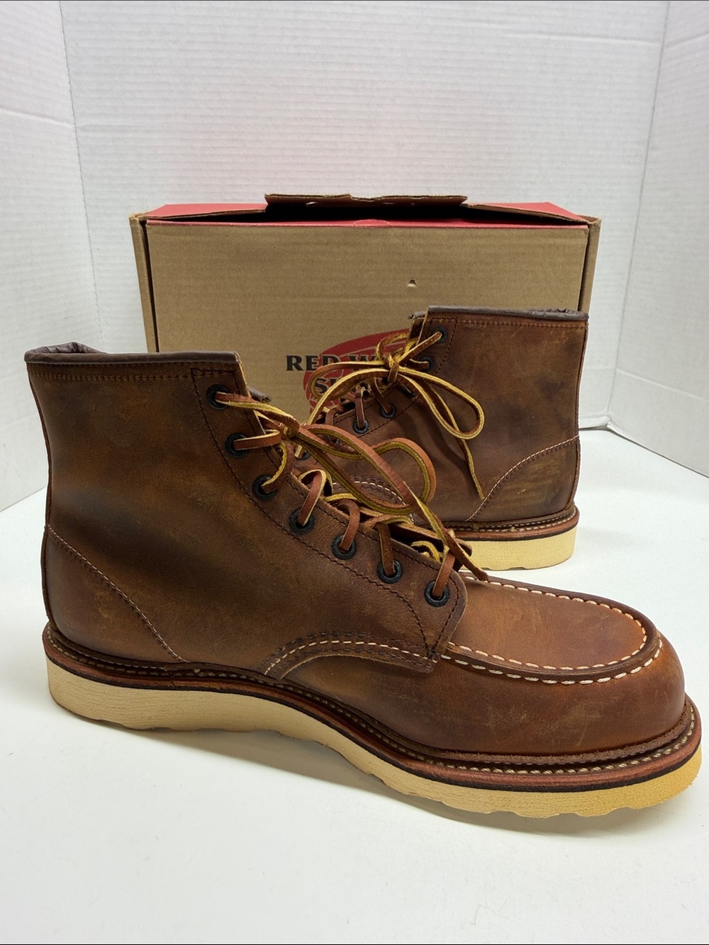 Red Wing Blacksmith Moc Boots Rough Leather Lace Up Brown New Men's Size 12 D - Picture 7 of 10